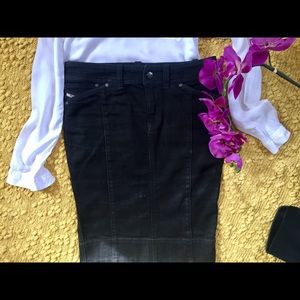 DIESEL FADED BLACK DENIM PENCIL SKIRT!